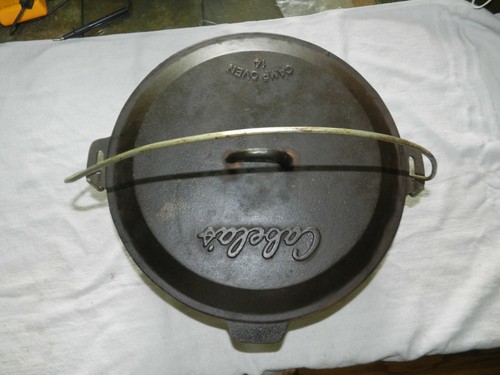 RARE VINTAGE CABELA'S CAST IRON 14 CAMP OVEN with SELF BASTING LID - Picture 6 of 12