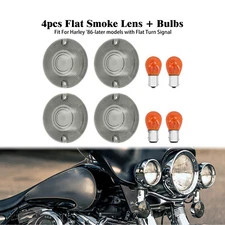 Smoke Turn Signal Lens Cover w/ 4pcs Bulbs For Harley Touring Electra Road Glide