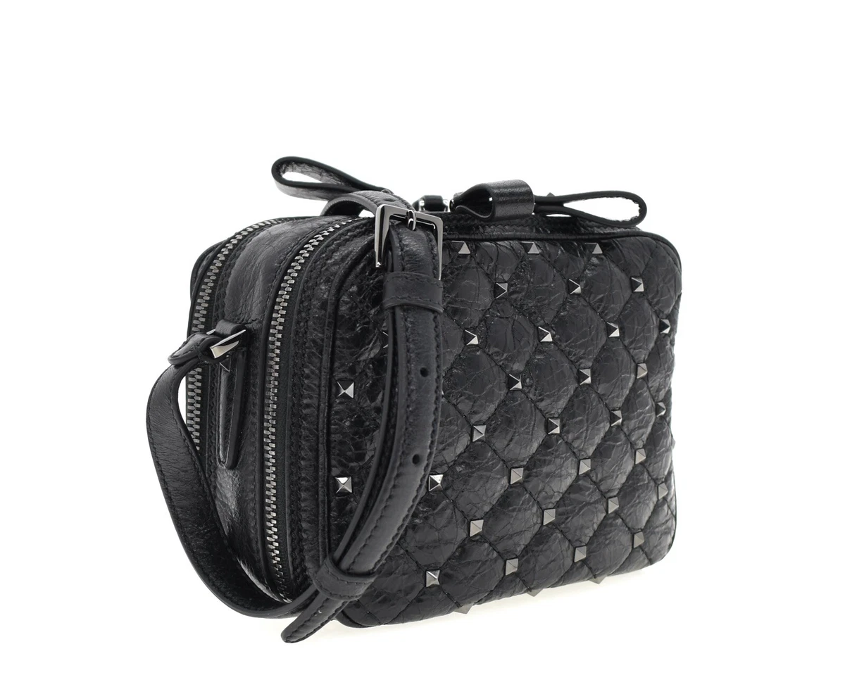 VALENTINO, Rockstud Leather Camera Bag in Black