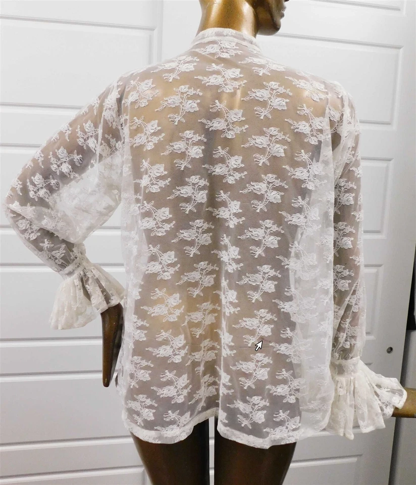 Cubierta con volantes de encaje floral vintage Betsey Johnson talla M Foto 3 de 4