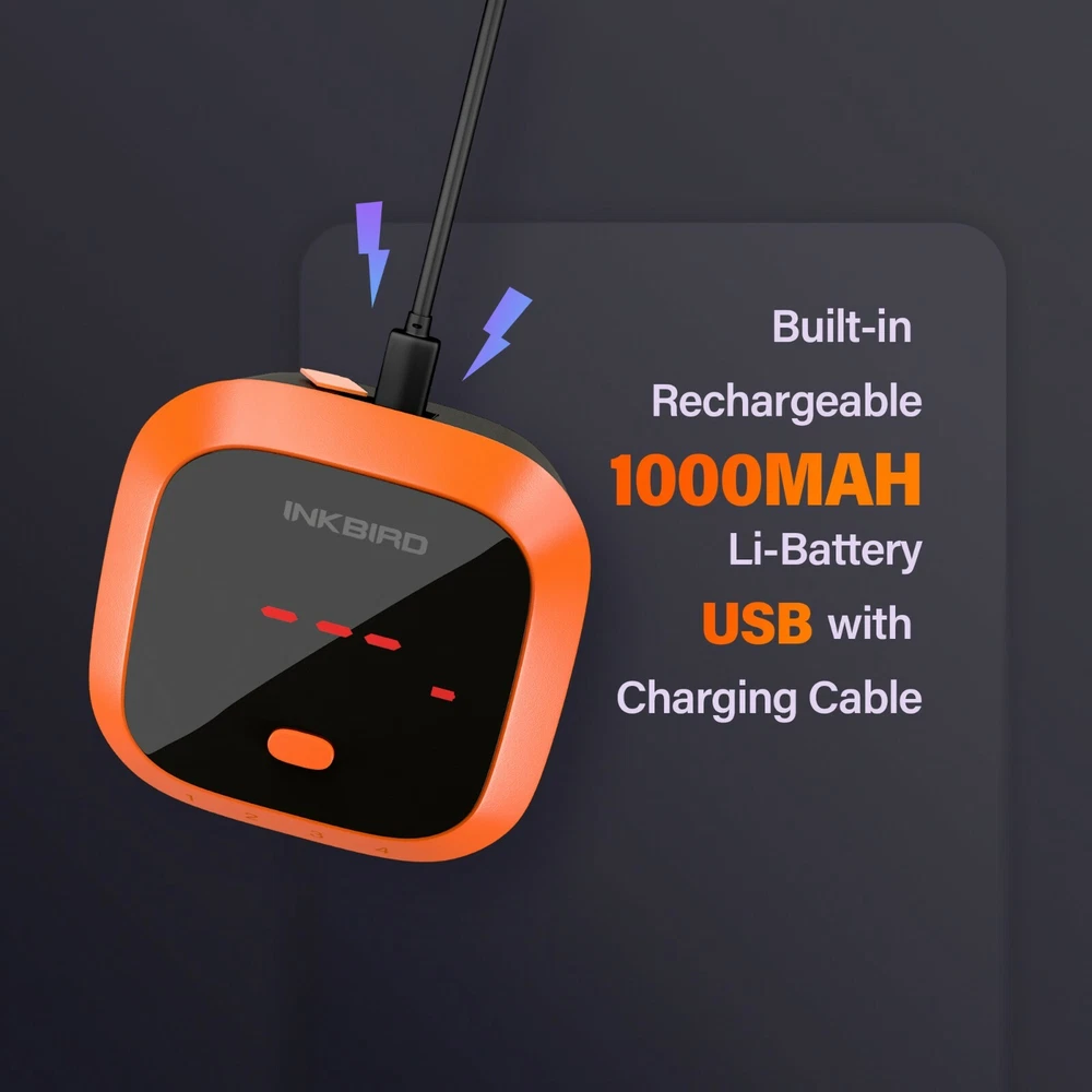 Inkbird Meat Thermometer Wireless Probe Rechargeable Bluetooth BBQ Measure 4XC