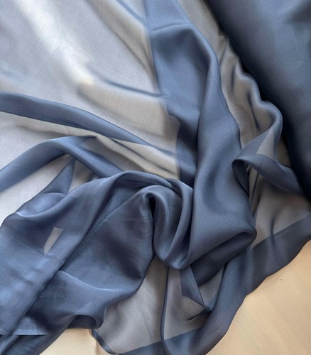 Steel BLUE - Soft Silk Organza Fabric (Also called Flat Chiffon) 6 momme weight - Picture 3 of 5