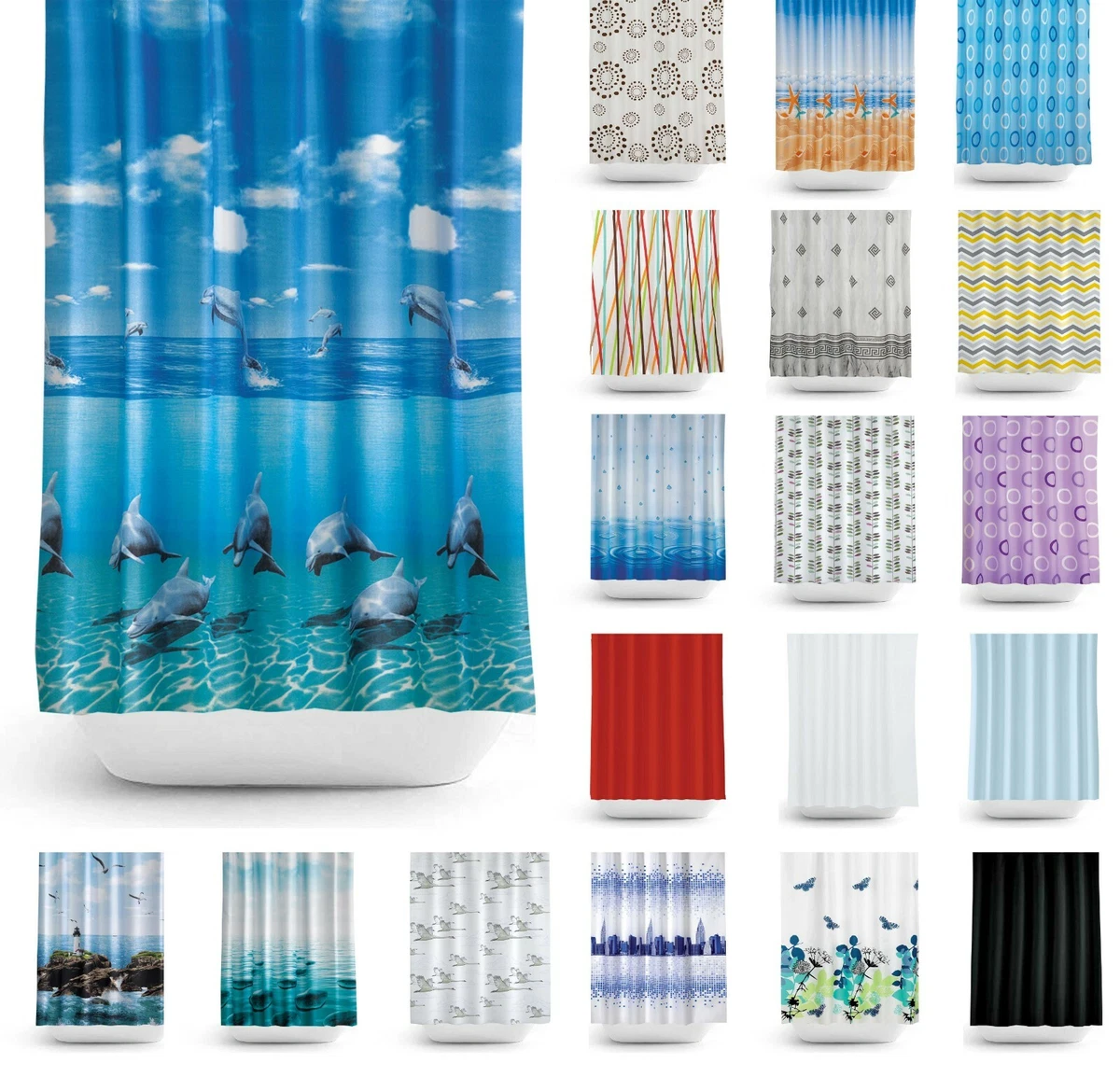 WELMECO Tenda Da Doccia Nautica Oceano Con Faro – 182x182 Cm Poliestere Con 12 Ganci Inclusi