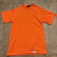 Vintage Dickies Orange Pocket T Shirt Size M Made In USA