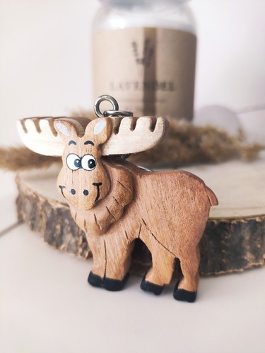 Holz Elch Anhänger | Elch Schlüsselanhänger | Elch Geschenk | Schweden Geschenk - Bild 6 von 6