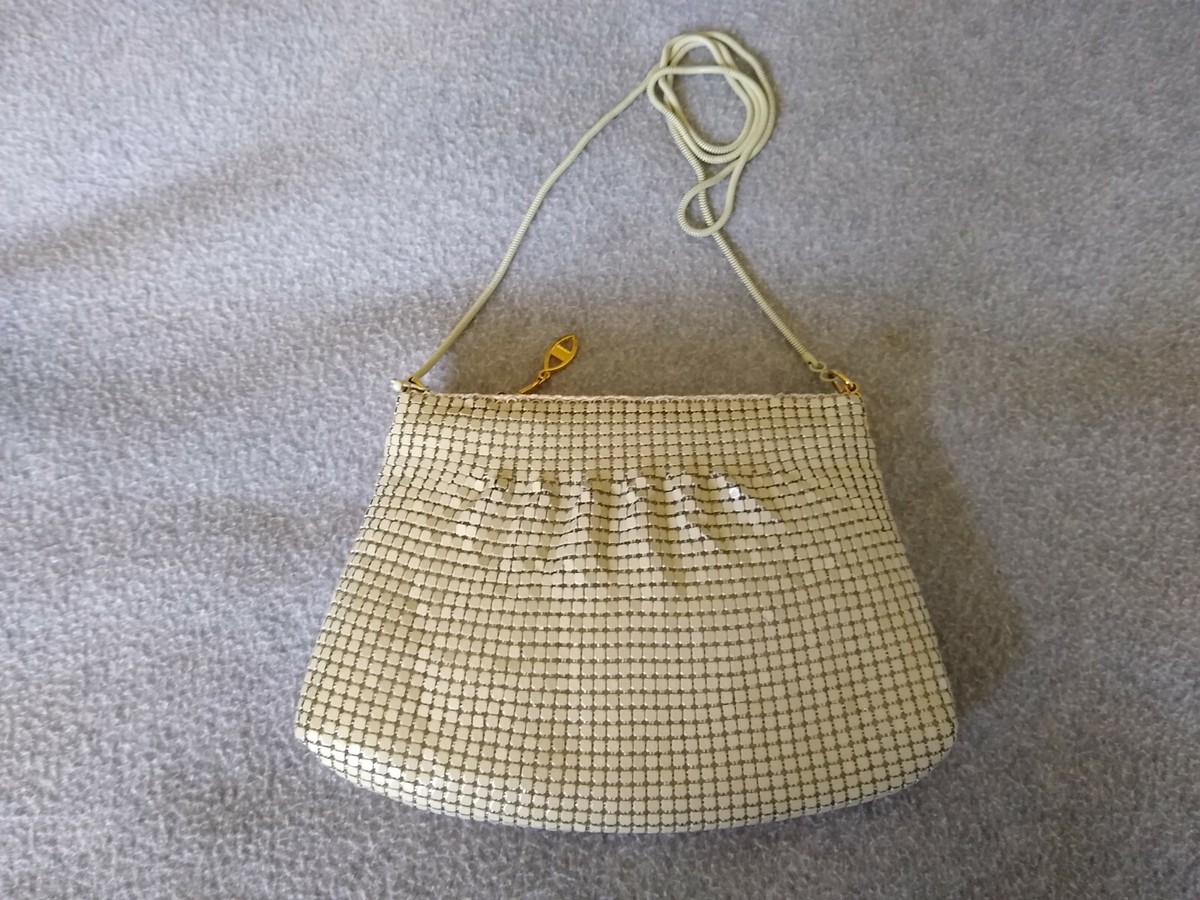 Vtg Another Y S Original Ivory Cream Metal Mesh Small Purse Bag Crossbody