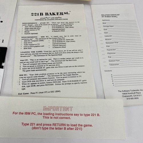 COMMODORE 64 C64 COMPUTER DISK GAME - 221B BAKER ST - RARE BIG BOX - Picture 5 of 10