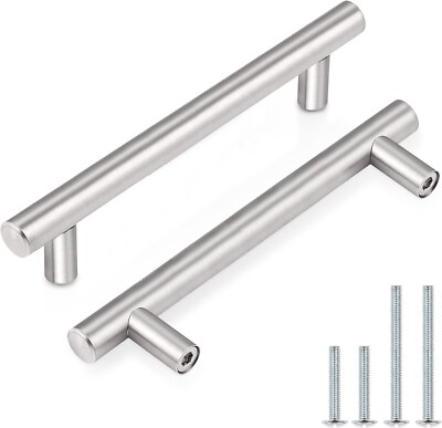 Probrico 10 Pack of 4'' C2C Modern Cabinet Handles Satin Nickel Stainless Steel