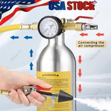 AC Air Conditioner System Flush Canister Gun Kit w/ Gauge for R134a R12 R22 R404
