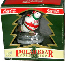 Coca Cola Ice Skating Polar Bear Chirstmas Ornament Polar Bear Collection 1994
