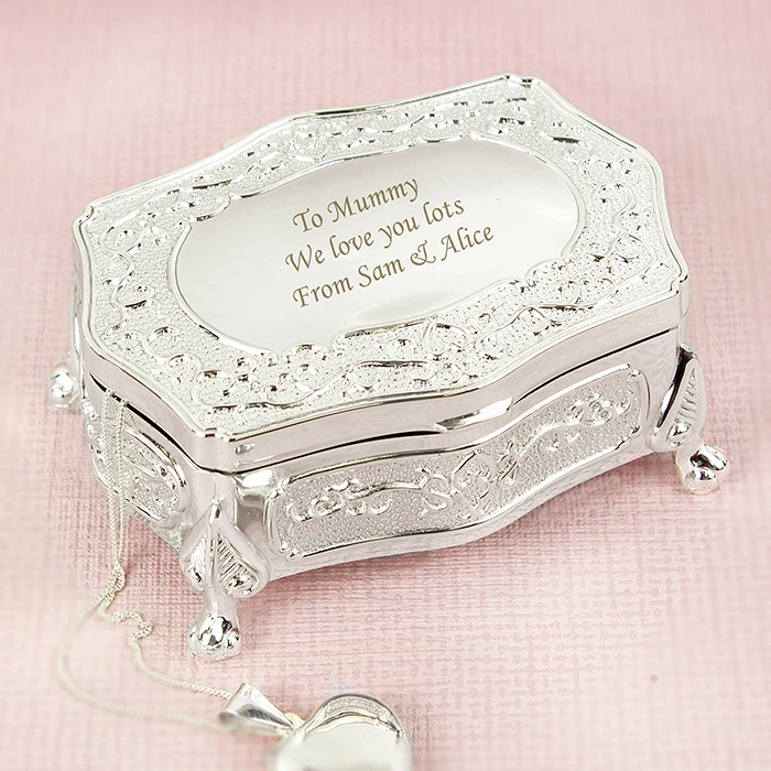 Personalised Small Silver Plated Jewellery Trinket Box Gift Idea for Her Mum - Image 2 of 4