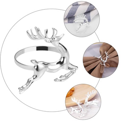  4 Pcs Napkin Buckle Christmas Rings Reindeer Holders Napkins