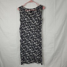 Ann Taylor Womens Black White Sleeveless Surplice Neck Pullover Shift Dress Sz S
