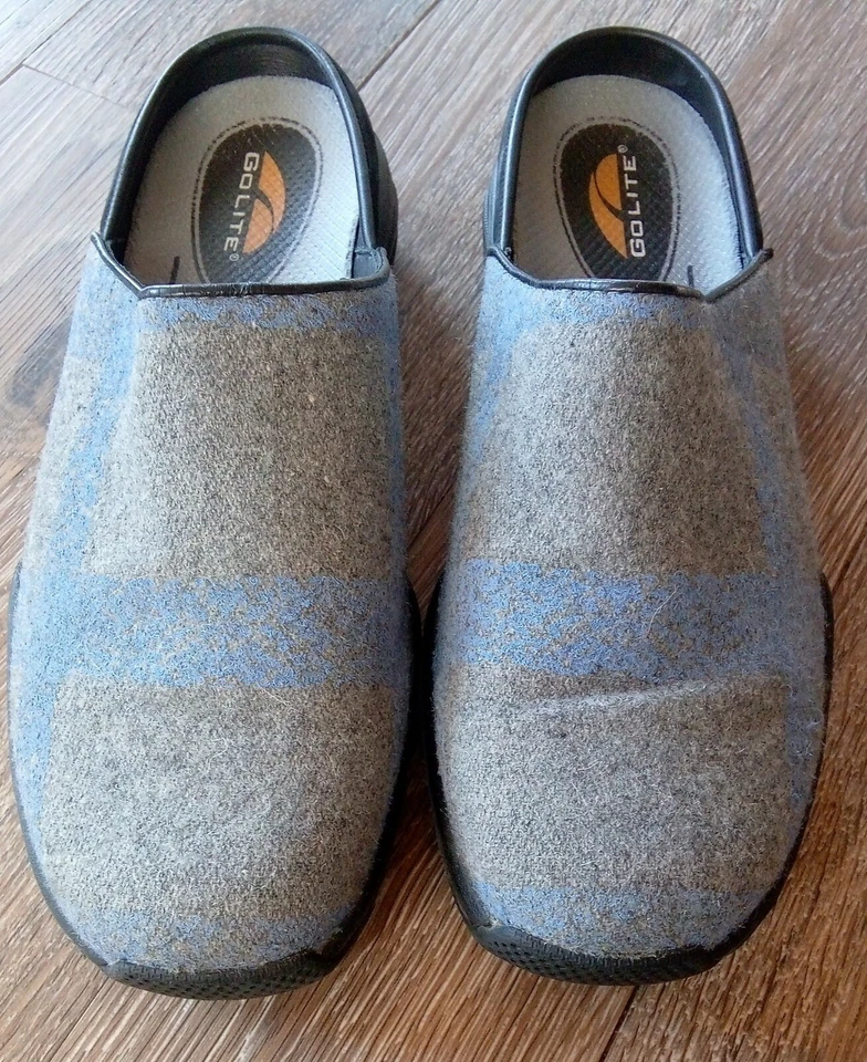 Zapatos sin cordones GoLite para mujer 6,5 "Moon Lite" zuecos mulas grises y azules lavables ¡EXCELENTE ESTADO! Foto 2 de 4