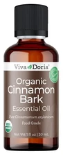 Viva Doria Pure Organic Cinnamon Bark Essential Oil, Food Grade, 1 Fl oz