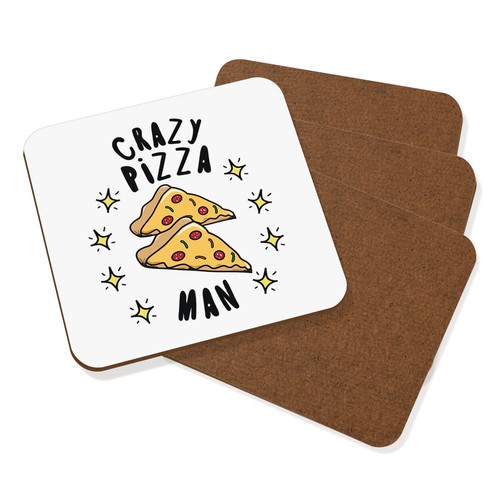 Loco Pizza Hombre Stars Posavasos Conjunto De 4 Rápido Comida Chiste Divertido - 第 1/1 張圖片