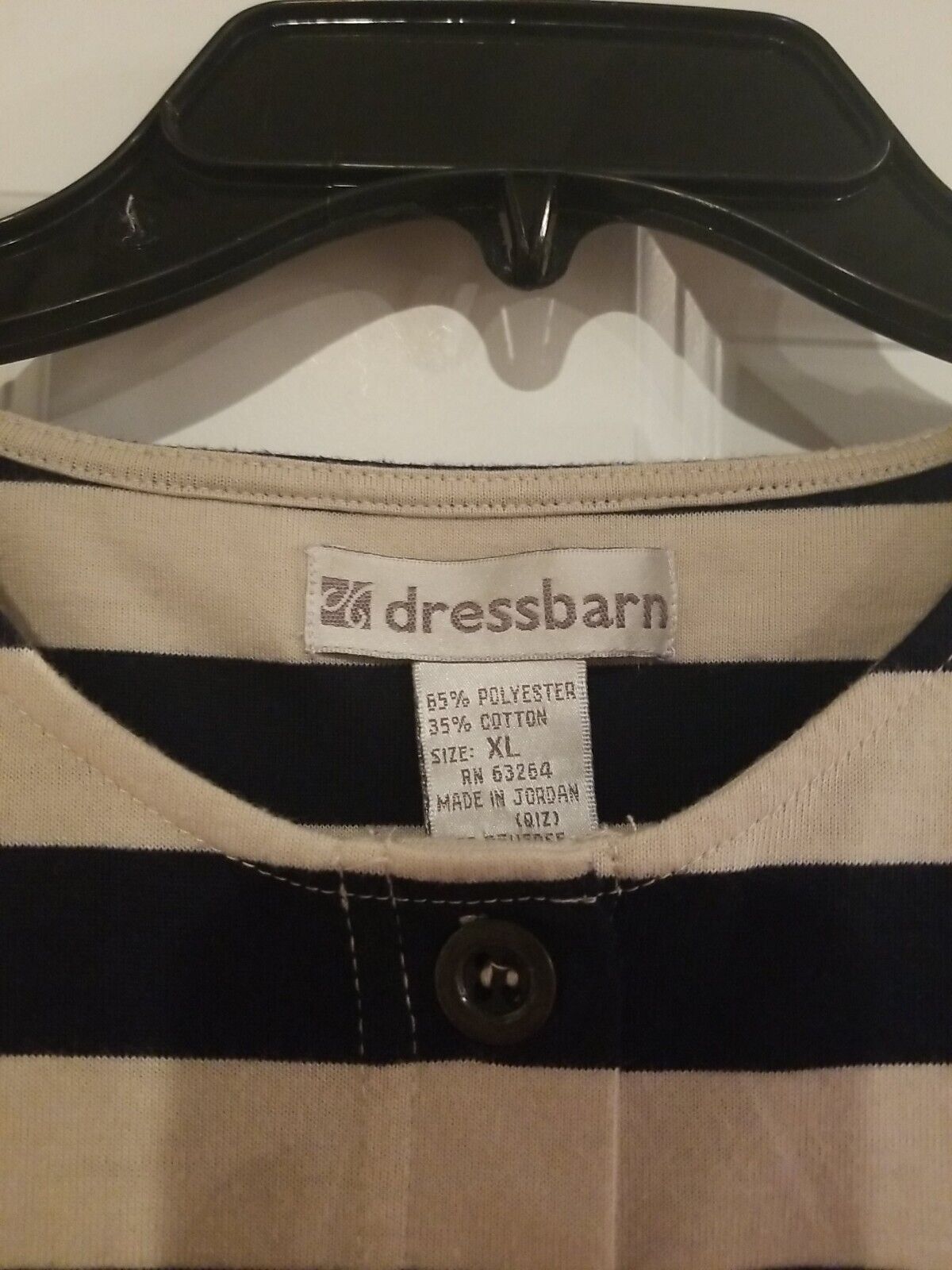 Ladies Dressbarn Navy And Tan Button Front T Shir… - image 3