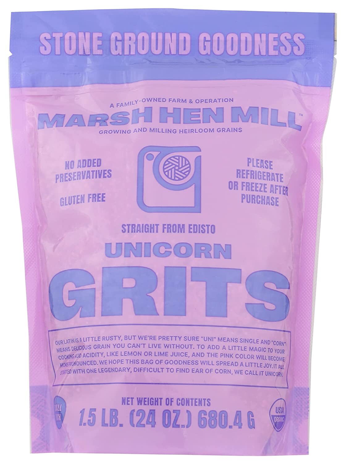 Marsh Hen Mill Organic Stone Ground Unicorn Grits, 24 OZ (formerly
