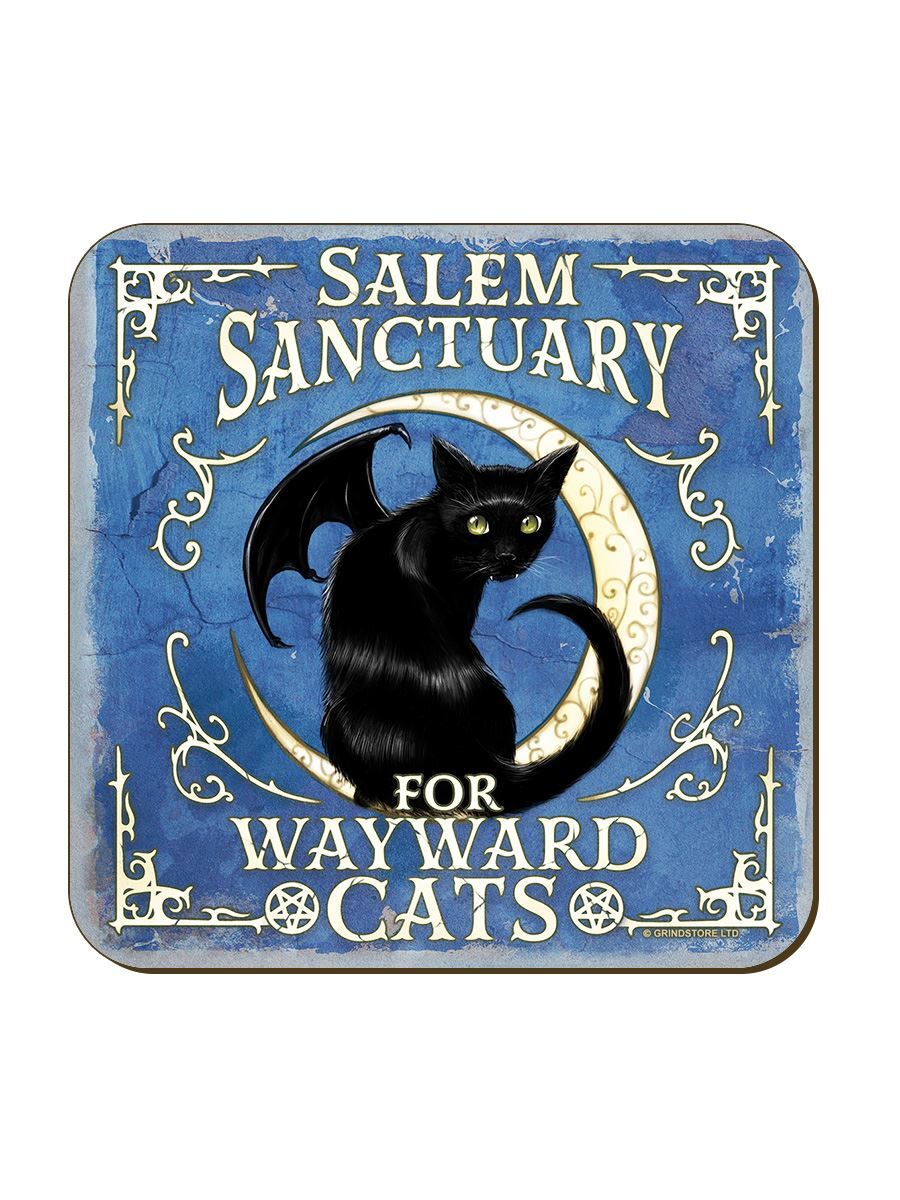 Grindstore Originals Coaster Salem Sanctuary for Wayward Cats Blue 9.2x9.2cm