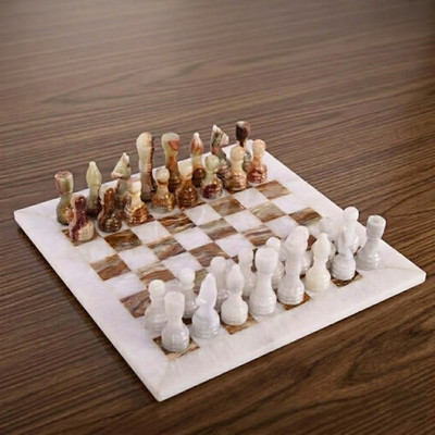 Handgefertigtes Marmor Schachspiel 12 Zoll Luxus Onyx Brettspiel weißer & grüner Stein Geschenk