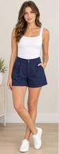 Vineyard Vines Navy Blue High Waist Cuff Shorts Women  s Size 2