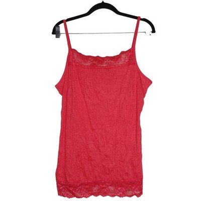 Maurices Lace Trim Cami Womens Medium Y2K Style Red Smooth Stretch Layer Sz L