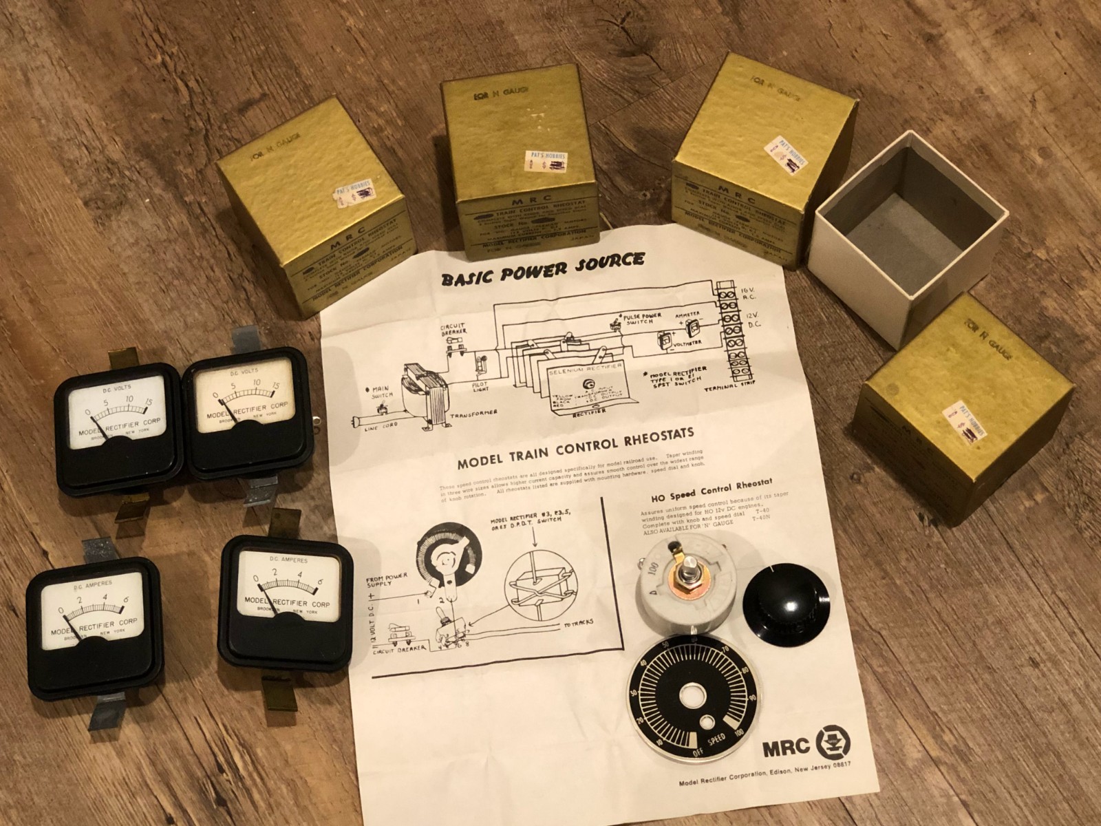 Lot of 4 MRC Train Control Rheostat N Gauge w/ 2 Voltmeters & 2 Ammeters