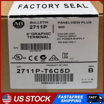 2711P-T6C5D PanelView Plus 600 Terminal, 5.5'' touch screen, RS-232, 24VDC supply