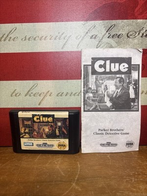 Clue (Sega Genesis, 1992) Cartridge and Manual Excellent Condition Authentic