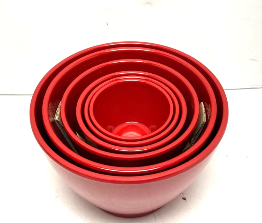 Rachael Ray Bowls 6 Piece Food Prep Nesting Melamine Red Party Measuring Bowl - Image 3 of 4