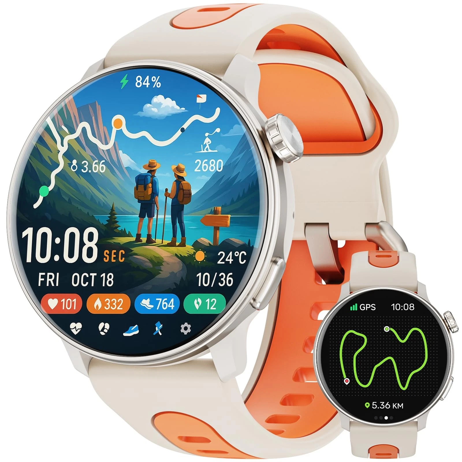 Smart Watch for Men Women GPS, 1.43 AMOLED Smartwatch with Compass/Barometer/...