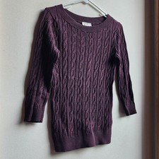 LOFT Purple Scoop Neck Cable Knit Sweater Size XXS