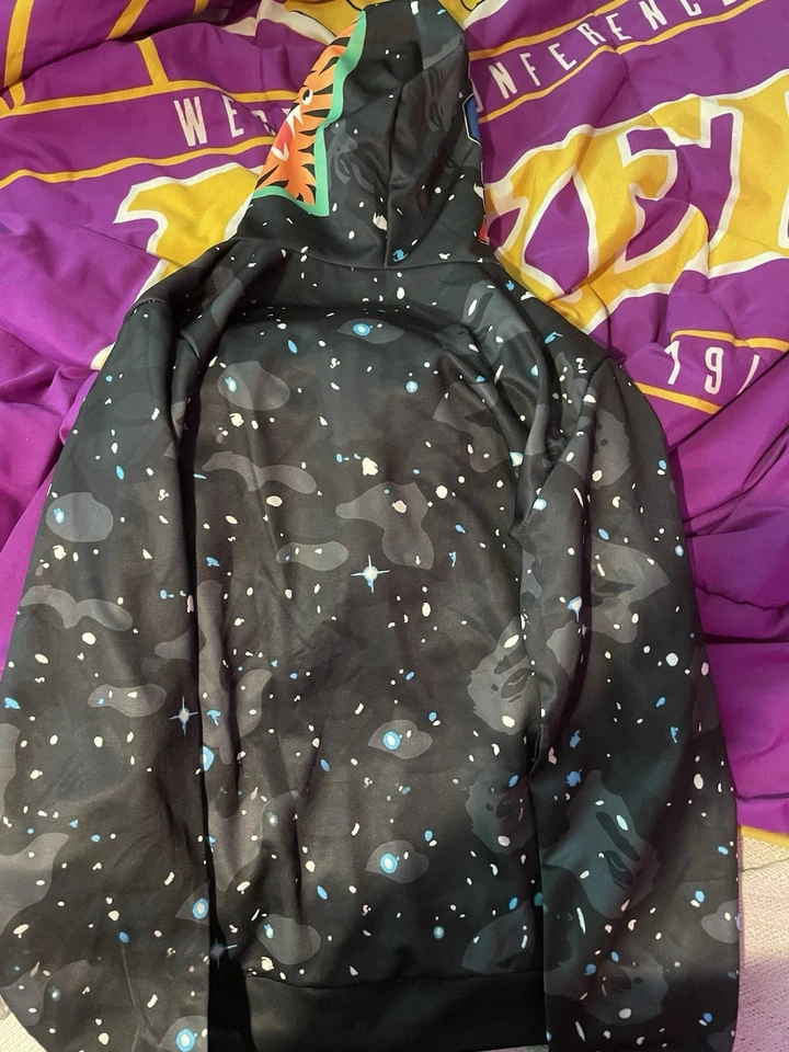 Sudadera con Capucha Bape Para Hombre Cremallera Completa Cielo Estrellado Camuflada Patrón Tiburón, Talla Pequeña Foto 2 de 4
