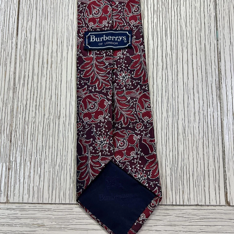 Vintage Burberrys Tie Mens Silk Paisley Floral Necktie Made in England 90s - Image 3 of 3