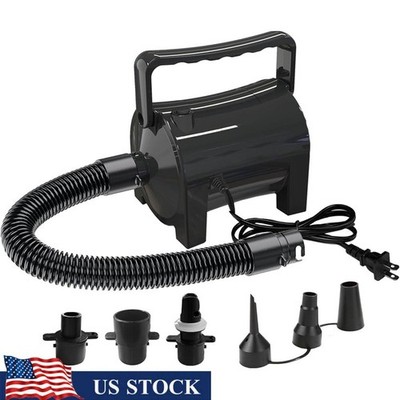 Electric Air Pump 460W Quick Inflate Deflate W/ 5 Nozzles Portable Design New