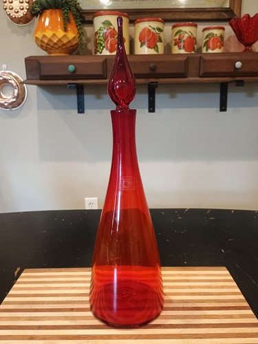 VINTAGE BLENKO GLASKARAFFE #920 M 17,25" WINSLOW ANDERSON MANDARINENROT