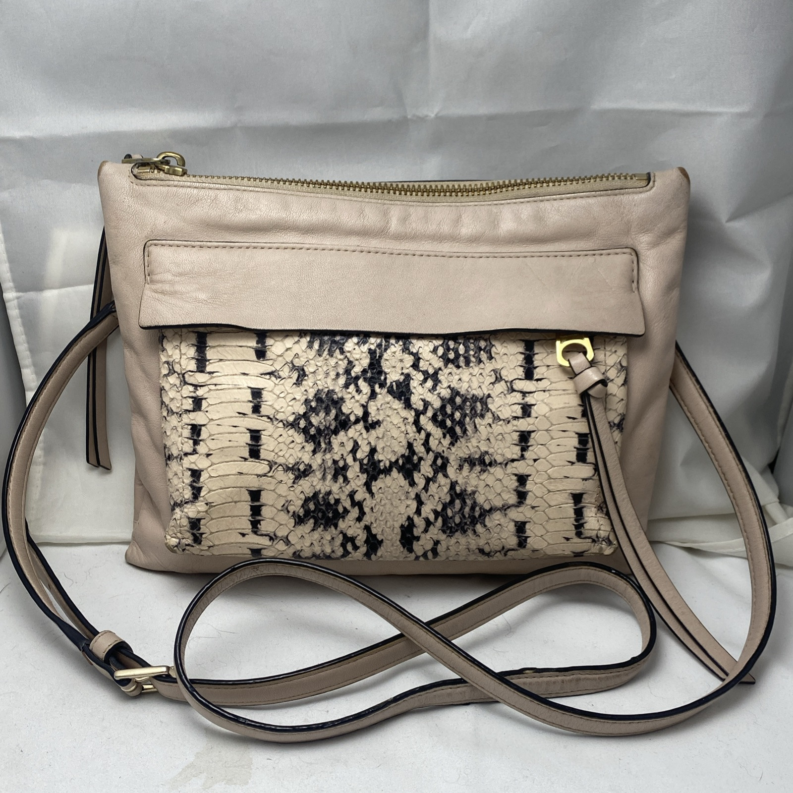 Coach Madison Felicia Python Embossed Crossbody Bag Handbag 51192 Parchment