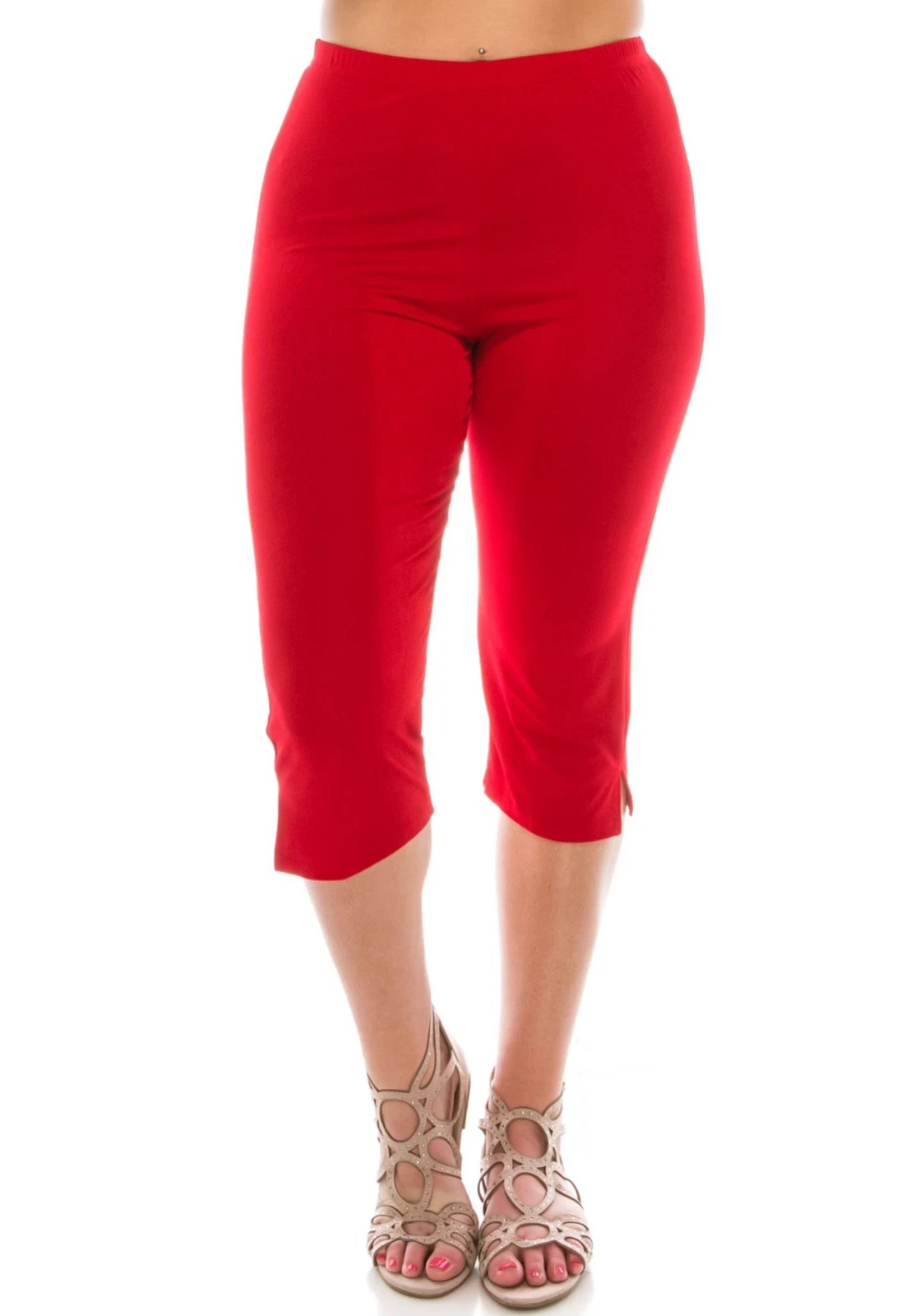 JOSTAR Poly Spandex BRIGHT RED SLINKY Stretch Knit Capri Pant 5000BN S M L XL