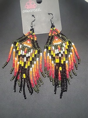 Paparazzi Beaded Green Seed Bead Sead P5tr-grxx-072xx Boho Blast Earrings