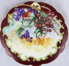 T&V Limoges Tressemann & Vogt Hand Painted Grape Charger Platter 12-3/4"