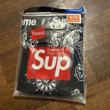 Supreme Hanes Black Bandana Boxers 2 Pack Size M Briefs Brand New Authentic 100