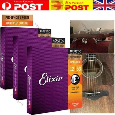 Elixir Acoustic Guitar strings Phosphor Bronze LIGHT 12`53 16002 16027/16052 ` `