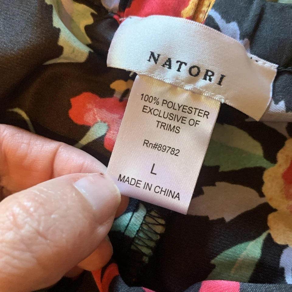 Natori Silky Pajama Pants Size L Floral - Image 3 of 3