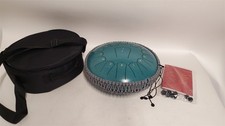 13" Steel Tongue Drum, 15 Notes, Rain Chime Chakra Drum, Malachite Green, D Key