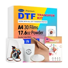 A4 DTF Transfers Paper 30 Sheets,17.6oz Ultra-fine Transfer Powder,... Fast Ship