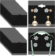 100 Pieces Black Earring Card Holders Velvet Hanging Jewelry Display 