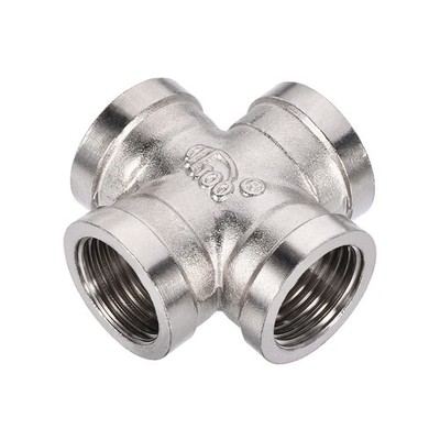 Brass Cross Pipe Fitting 1/2G Female Thread Equal Diameter Four Way Joint