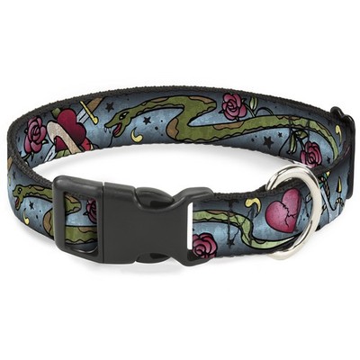 Plastic Clip Collar Live Hard Die Young CLOSE-UP Turquoise NARROW-Sm (US IMPORT)