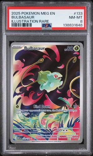 2025 POKEMON MEG EN-MEGA EVOLUTION #133 BULBASAUR ILLUSTRATION RARE PSA 8