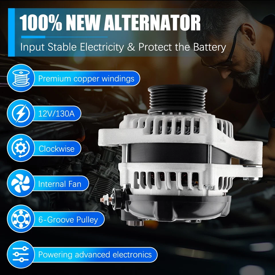 Alternator For Honda Accord 2008 2009 2010 2011 2012 3.5L 31100-R70-A01,11392N Foto 3 de 4